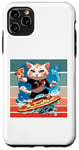 Coque pour iPhone 11 Pro Max Chat Surf Pizza Vagues Aventure Fun Energy Tranche Géante