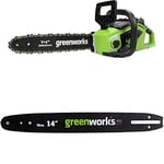 Greenworks Tronçonneuse à Batterie avec Moteur Sans Balais, Longueur du Guide-Chaîne de 14-Pouces (35 cm) SANS Batterie 40V et Chargeur + Greenworks 35cm Barre de chaîne