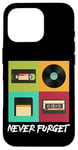 Coque pour iPhone 16 Pro Never Forget Vintage Floppy Disk Video Tape Music Disc Style