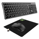 NEWWAY – Pack RF02 Clavier Souris sans Fil avec Tapis – Clavier Wireless Français (AZERTY) 105 Touches 13 Raccourcis Multimédias – Souris WiFi 2.4 GHz 6 Boutons Compacte – Récepteur USB – Noir