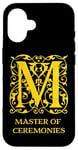 Coque pour iPhone 16 Master of Ceremonies MC Vintage Gold Letter M