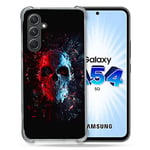 Cokitec Coque Renforcée en Verre Trempé pour Samsung Galaxy A54 5G Tete de Mort Deflagration