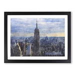 The Empire State Building Vol.2 Painting Modern Art Framed Wall Art Print, Ready to Hang Picture for Living Room Bedroom Home Office Décor, Black A2 (64 x 46 cm)