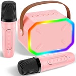 Karaoke Machine for Kids with 2 Microphones, Portable Kids Karaoke Machines for Girls with LED Party Lights,Bluetooth Speaker Toys Birthday Gifts for 3 4 5 6 7 8 9 10-12+Years Old Girls Boys(Pink)