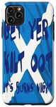 Coque pour iPhone 11 Pro Max Obtenez Yer Kilt Oot Its Burns Texte bleu nuit avec Saltire