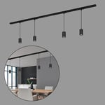 BRILONER - Système de rail Rail set complet, 4x GU10 suspension, alimentation, système de rail d'éclairage plafond, rail de spot, plafonnier, plafonnier, lampe suspendue, lampe suspendue 1,5m, noir