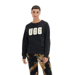 UGG Women's W Madeline Fuzzy Logo Crewneck Pullover Sweater, Black/Cream, L UK