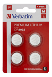 VERBATIM LITHIUM BATTERY CR2032 3V 4 PACK