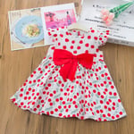 HINK Baby Dressing Gown,Toddler Kids Baby Girls Casual Bowknot Fruit Print Dress Party Princess Outfits 2-3 Years Red Girls Dress & Skirt For Baby Valentine'S Day Easter Gift
