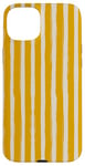 Coque pour iPhone 15 Plus Jaune moutarde Beige rayé Girly Esthétique Preppy Stripes