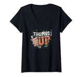 Womens Stylish Thumb Up Look for Modern Costume and Thumbs up Fans V-Neck T-Shirt