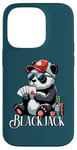 Coque pour iPhone 14 Pro Blackjack Panda Jeu de cartes à jouer Panda