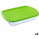 Pyrex - Boîte à repas rectangulaire avec couvercle Cook & store Transparent Silicone verre (4,5 l) (4 Unités)