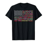 National Parks USA List Word Cloud US Flag Camping Hiking T-Shirt