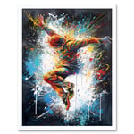 Before the Land Parkour Jump Paint Splat Portrait Art Print Framed Poster Wall Decor 12x16 inch