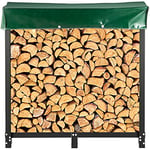 VEVOR Étagère à bois de chauffage en métal 590 kg Capacité de maintien 183,5 x 36,2 x 122 cm, abri pour bois de chauffage avec revêtement en PVC (183,5 x 36,2 x 27,5 cm), support pour bois de