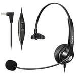 2.5mm Telephone Headset with Microphone Noise Cancelling, Cordless Phone Headset Work for Panasonic Gigaset C530A Grandstream Cisco SPA Polycom Home Office Landline Phones, Clear Chat, Ultra Comfort