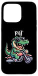 Coque pour iPhone 15 Pro Max Pat Funny Alligator Moto Design pour garçon Nom Pat