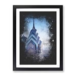 One Liberty Place In Philadelphia Paint Splash Modern Framed Wall Art Print, Ready to Hang Picture for Living Room Bedroom Home Office Décor, Black A4 (34 x 25 cm)