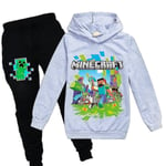 Barn Minecraft träningsoverall set med printed huvbyxor casual Grey . Grey 110cm