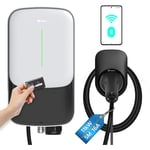 11KW 16A ev Chargeur Triphasé avec Câble Type 2 de 5M,IEC 60529 IK10 Wallbox Borne de Recharge Voiture Électrique, Carte rfid wifi Connection app