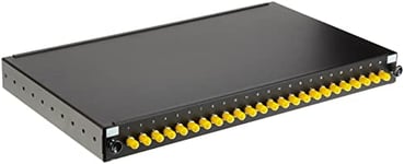 Panneau Fibre Optique 19" avec 24 adaptateurs St SIMPLEX OM4 Profondeur 250 mm avec Rails installés Couleur Noir