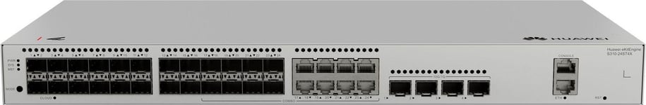 Huawei S310-24ST4X 24xGE SFP ports 8 of which are dual-purpose 10/100/1000 or SFP 4x10GE SFP+ ports built-in AC power eKit