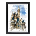 Big Box Art Magic Kingdom Florida Orlando USA V3 Framed Wall Art Picture Print Ready to Hang, Black A2 (62 x 45 cm)