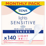 TENA Lights Light Liner, 140 Incontinence Liners ( 28 x 5 packs) for Women with Sensitive Skin, Breathable and Unscented Liner for Light Bladder Weakness and Incontinence