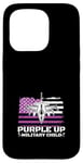 Coque pour iPhone 15 Pro Purple Up Drapeau militaire pour enfant Motif drapeau américain