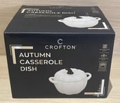 Brand New Crofton Autumn Casserole Dish WHITE Pumpkin Shape with Lid 2L **NEW**