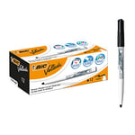 BIC Velleda 1741 Feutres pour Tableau Blanc Effaçables à Sec, Pointe Conique Moyenne - Noir, Boîte de 12