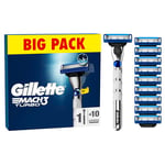 Gillette Mach3 Turbo Men's Razor, Gillette Razors for Men Mach 3, 9 Razor Blade Refills, Safety Razors for Men, 3 Blades for a Smooth Shave, Fits All Mach3 Handles, Disposable Razors for Men