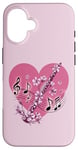 Coque pour iPhone 16 J'aime la clarinette en cœur avec notes de clarinette