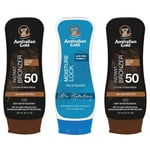 2 x Australian Gold SPF 50 Lotion Bronzer & Moisture Lock 237ml