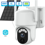 Camera de surveillance solaire exterieure wifi 4MP HD,surveillance ptz camera 5W panneaux solaires batterie integree pir camera de securite humaine