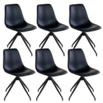 GOOP - Lot de 6 Chaises Pivotantes Simili Cuir Noir