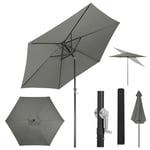 WOLTU Parasol de Jardin, 270cm, Parasol Inclinable avec Manivelle, Parasol Hexagonal pour Jardin/Balcon/Terrasse/Plage/Marché, Tissu Anti-UV 180g/m², Gris Foncé