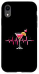 Coque pour iPhone XR Verre à cocktail Motif battements de cœur Martini