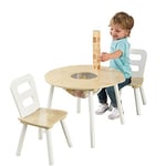 KidKraft Ensemble Table Ronde avec Rangement et 2 Chaises en Bois pour Enfants, Table Enfant avec 2 Chaises, Meuble de Rangement, Chambre Enfant, 27027