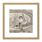 Homer Orrin Make Haste I Am Perishing Drowning Drawing 8X8 Inch Square Wooden Framed Wall Art Print Picture with Mount