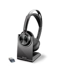 Poly - Voyager Focus 2 UC USB-C Headset with Stand (Plantronics) - Bluetooth Dual-Ear (Stereo) Headset with Boom Mic - USB-C PC/Mac Compatible - Active Noise Canceling - Works with Teams (Certified)