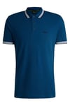 BOSS Mens Paddy Polo Shirt Short Sleeve Top Open Blue M