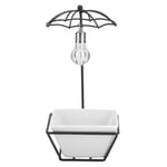 Support de Pot de fleur en c&eacute;ramique en forme de parapluie Simple, support d'affichage avec ampoule, d&eacute;coration de jardin, de bureau et de maison (blanc et noir)