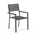 Fauteuil de jardin aluminium et bois synthétique gris foncé  Oviala