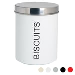 Biscuit Tin Storage Cookie Jar Barrel Canister Kitchen Container Metal White