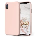 OIIAEE Coque iPhone XR, Coque en Liquide Silicone Conçue pour iPhone XR, Étui de Protection Antichoc Ultra Mince avec Doublure Douce en Microfibre Anti-Rayures, 6.1 Pouces,Rose Sable