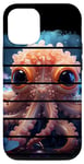 Coque pour iPhone 15 Pro Rétro mignon orange bébé pieuvre, tentacules de la mer profonde anime art