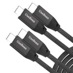 UseBean Câble USB C vers USB C 100W 2M (lot de 2), PD 5A Charge Rapide Câble USB 3.2 Gen 2X2 20Gbps Data Sync Vidéo 4K 60Hz Type C Nylon Tressé, pour iPhone 15 MacBook iPad Pro Air Galaxy S24