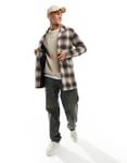 Jack & Jones Mens overcoat in brown check - Size Large